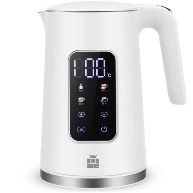 ForMe Hervidor Eléctricos de Acero Inoxidable 1,7 L Selección de Temperatura de 40-100 C LED Indicador Digital de Temperatura I Función de Mantener Caliente Tetera I Cristal Hervidora Libre de BPA