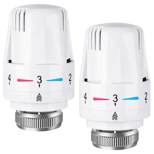 Flintronic Termostato Radiador, M 30 x 1,5 Cabezal Termostático Radiador, 2 Unidades Llave Radiador Calefaccion, Termostato con Posición Cero, Cabezal de Repuesto, Cabezal Termostático para Casa