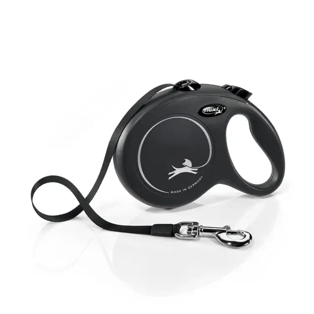 flexi® Classic L Cinta 5 m negro, correa extensible para perros hasta máx. 50 kg