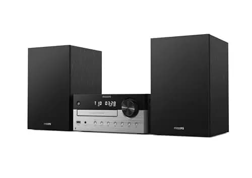 Philips TAM4205M2 Sistema Micro Hi-Fi – 80W, Altavoces con Bass Reflex, CD, FM, USB, Entrada Audio, Bluetooth 5.4, Auracast, Control de Sonido Digital, Mando a Distancia, Embalaje Ecológico