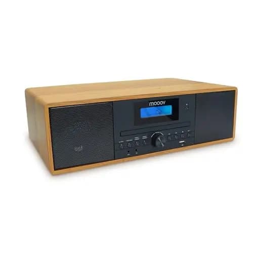 Mooov 477380 - Microcadena HiFi estéreo 50W Musicales, Reproductor CD, Bluetooth, Radio FM, USB, AUX-IN, RCA, Despertador, Mando a Distancia