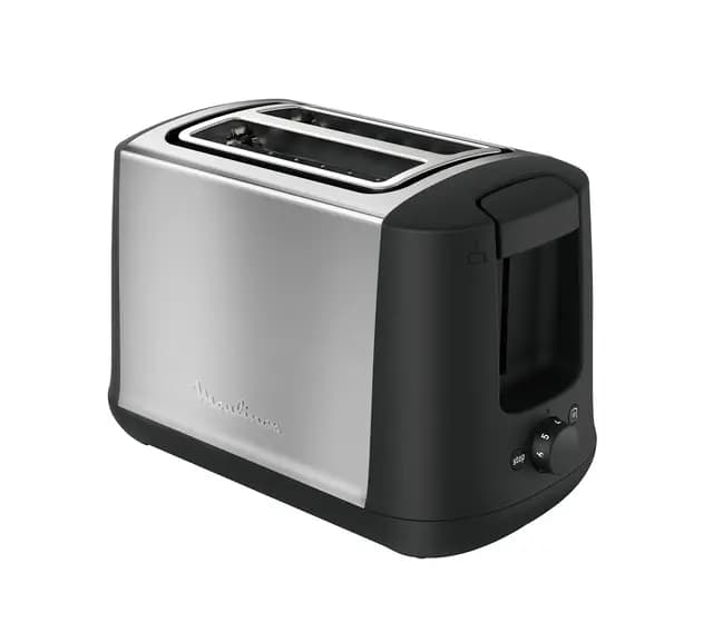 Moulinex Subito LT340811 Tostadora 2 ranuras y 7 ajustes/tiempo de tostado, función Stop, bandeja recoge-migas, 2 ajustes con iluminación para funciones descongelar y recalentar, Negra
