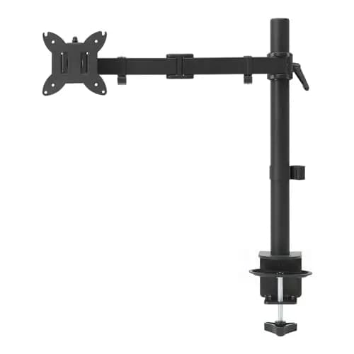 Amazon Basics Soporte de Escritorio con Brazo Ajustable para un Solo Monitor, Compatible con Hasta 32 Pulgadas (38 Pulgadas Ultrapanorámico) y 10kg, Tensión Ajustable, VESA 75 x 75/100 x 100, Negro