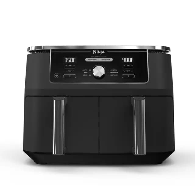 Ninja DZ401 Foodi Freidora de aire de 2 cestas 6 en 1 DualZone XL de 10 cuartos de galón con 2 cestas independientes para freír, cocción a juego y acabado inteligente para asar
