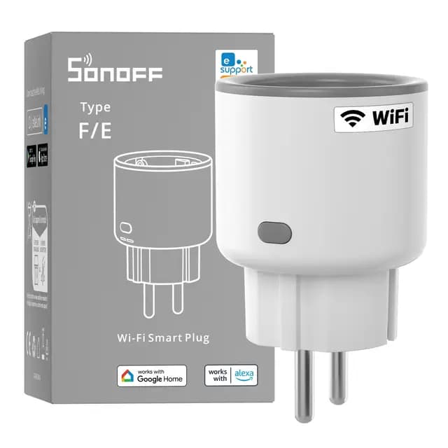 SONOFF S60TPF Enchufe Inteligente Wi-Fi (con Monitoreo Energético),Programar el Encendido/Apagado, Ahorro Energía, Compatible con Alexa y Google Home