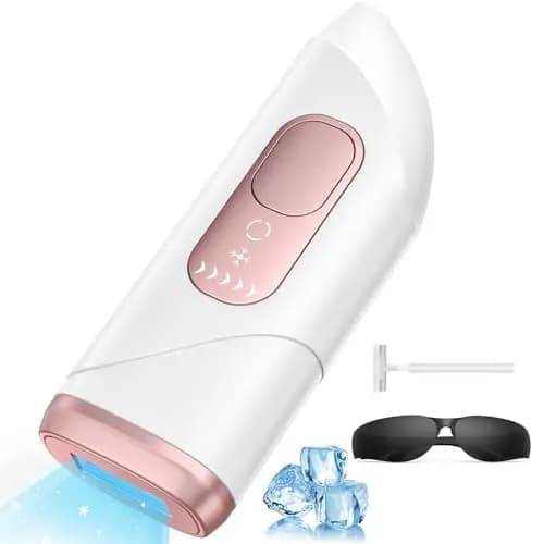Depiladora Laser IPL con Función de Enfriamiento, Depiladora Luz Pulsada con Destellos Ilimitados, Onda de Luz Roja de 600-1200 nm, Maquina Laser Depilacion para Mujeres y Hombres, Rosa