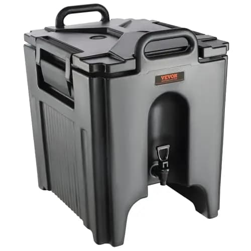VEVOR Dispensador de Bebidas Aislado Dispensador de Agua Fría y Caliente No Eléctrico 37,6 L Almacenamiento de Alimentos de Acero Inoxidable Contenedor Aislado con Grifo Portátil para Camping Catering