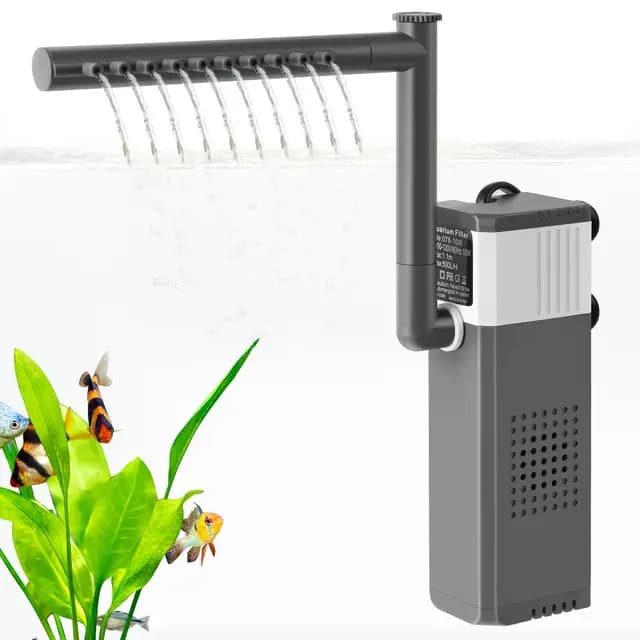 FEDOUR 8W 400LPH Filtro de Acuario Ultrapotente para Pecera de 15-70L, Filtro de Pecera Ajustable 3 en 1 con Esponja Bioquímica, Filtros para Acuario Sumergibles Internos para Tortuga/Gamba/Cría