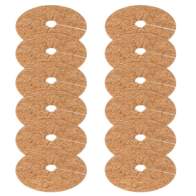 YiliYa 12 PCS Disco de Coco,20cm Estera de Coco protección,Disco De Mantillo De Coco,Disco de Protección de Plantas,Disco de Coco Protección de Plantas,Protección de Invierno para Plantas de Maceta