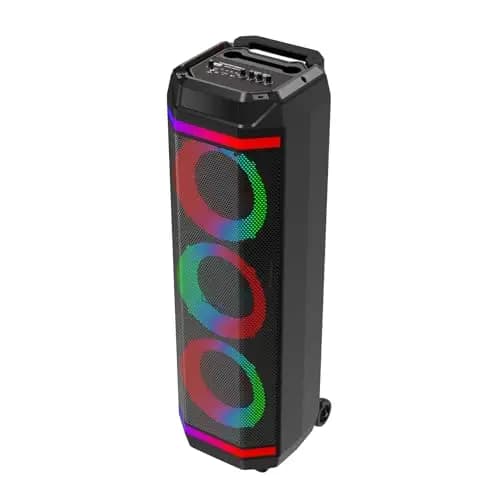 Altavoz Bluetooth BSL-S61 con iluminación en los Altavoces |3 Altavoces de 8 Pulgadas | 50W | Incluye Micrófono de Regalo | Batería de 3600 mAh | Radio FM y Reproductor MP3 vía USB | Carga USB-C