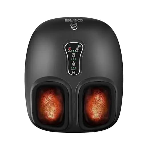 Comfier Shiatsu Masajeador Eléctrico de Pies con Calor, Vibración, Rodillos y Compresión de Aire, Masaje Shiatsu de Pies para Fascitis Plantar y Alivio del Dolor, Regalos para Mamá, Papá