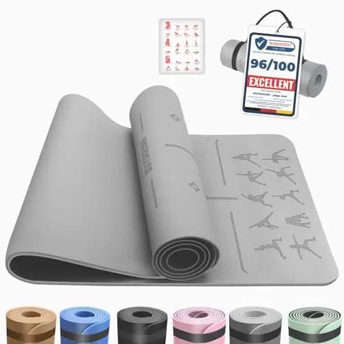 Esterilla Yoga,Esterilla Fitness Antideslizante,TPE Colchoneta Gimnasia, para Pilates,Deporte,Gimnasia,Estiramientos, Esterilla Deporte con bandolera 183x61cm