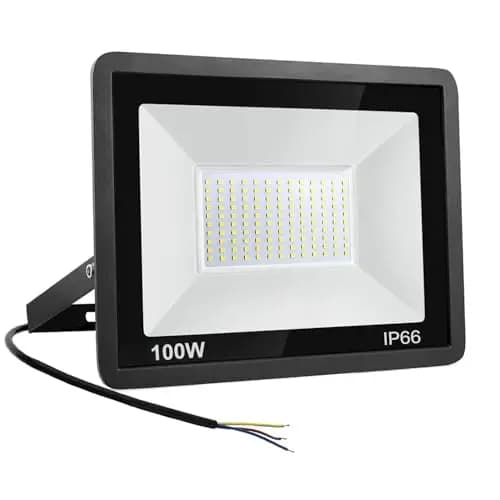 Focos LED Exterior 100W, IP66 Impermeable Foco Proyector LED, Blanco Frío 6500K 10000 Lumen Floodlight para Casa, Garaje, Patio, Terraza, Campo