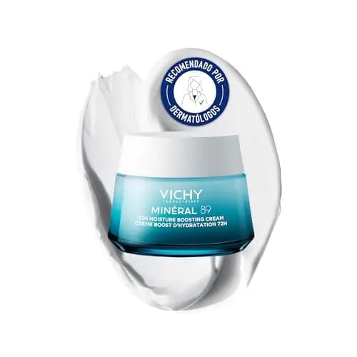 Vichy Crema Potenciadora Hidratante Ligera, Para Pieles Sensibles, Fortalece la Barrera de Hidratación durante 72 Horas, Enriquecida con Ácido Hialurónico y Escualeno, Sin Sulfatos, Minéral 89, 50 ml