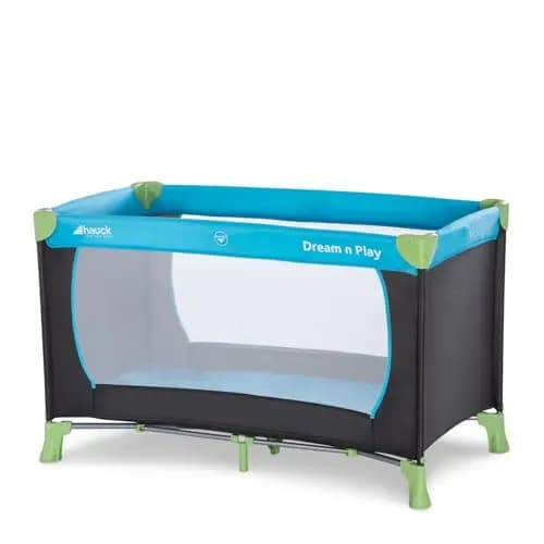 hauck Cuna de Viaje Dream N Play | Parque Infantil para Niños desde Nacimiento hasta 15 kg - Plegable y Compacta - con Bolsa de Transporte y Base Plegable - 120x60 cm - Turquesa