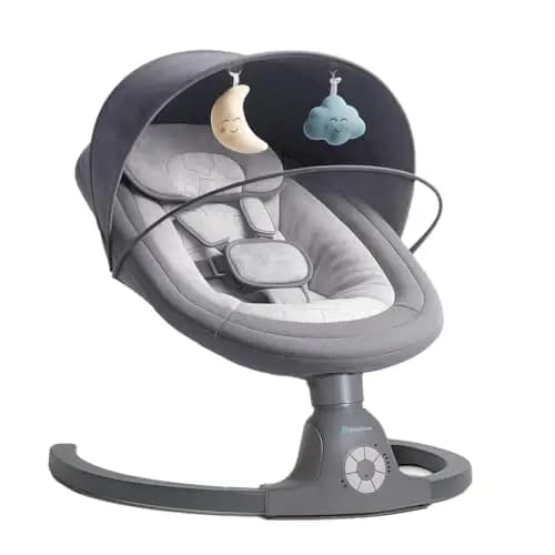 BEBE2LUXE Ava, Silla Mecedora Eléctrica para Niños, Hamaca Bebé, Columpio Bebe, Hamaca eléctrica 0‑9 kg, Bluetooth, música, arnés 5 puntos, temporizador, Balancín cómodo y seguro