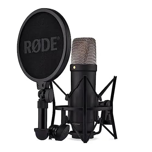 RØDE NT1 5a generación el micrófono con Condensador y Gran diafragma, Salidas XLR y USB, Soporte antivibraciones y Filtro antipop para grabación Vocal, producción Musical y de podcasts (Negro)