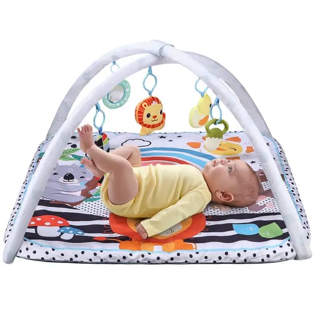 Manta de Juegos Bebe, Juguetes para bebés de 0 a 6 Meses, colchonetas para bebés, Gimnasio para niños con Arcos de Juego, Lazos Ajustables, Desarrollo cognitivo