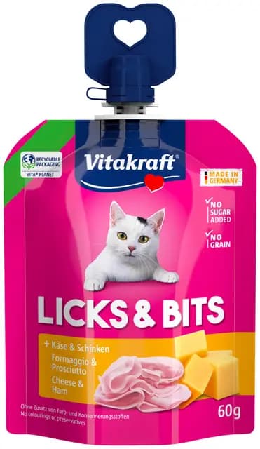 Vitakraft Licks & Bits Crema de Queso para Gatos 60 g