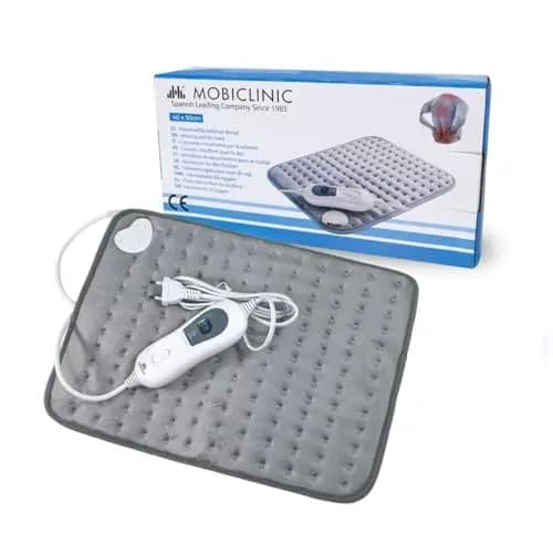 Mobiclinic, Almohadilla eléctrica, Térmica, Manta, 3 niveles de calor, Bajo consumo, Apagado automático, Potencia 100w, Esterilla, Marca española, Para espalda, Lumbares, 40x30 cm