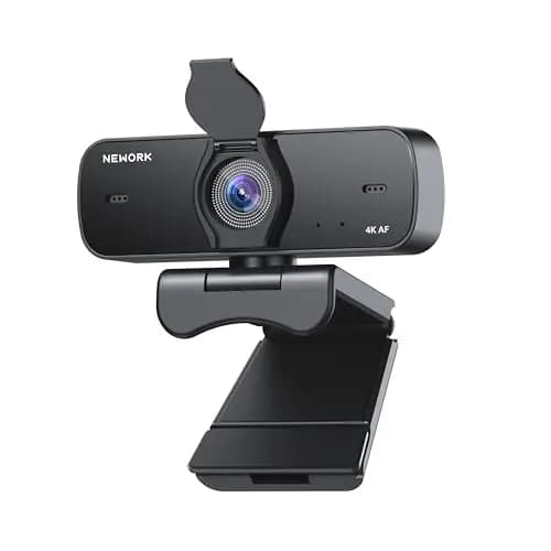Cámara Web 4K Ultra HD para PC, Enfoque Automático, 2 Micrófonos con Cancelación de Ruido, Cobertura de Privacidad, USB Plug & Play, 77° FOV, Compatible con Zoom, Teams y Skype
