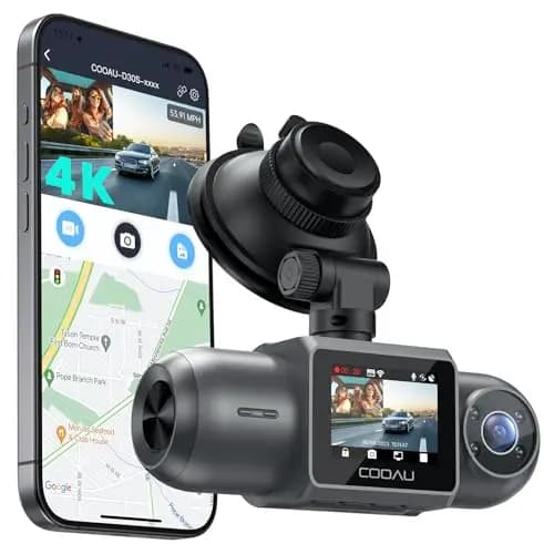 COOAU D30S 4K Dashcam con GPS, Wi-Fi, Frontal Interior, Doble Dash CAM Coche 2.5K 1080P, Nocturna, Supercondensador, Sensor G, Modo de Estacionamiento y Grabación en Bucle