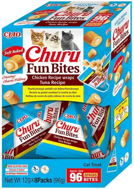 INABA Churu Fun Bites Snack Gato Pollo y Atún 8x12g