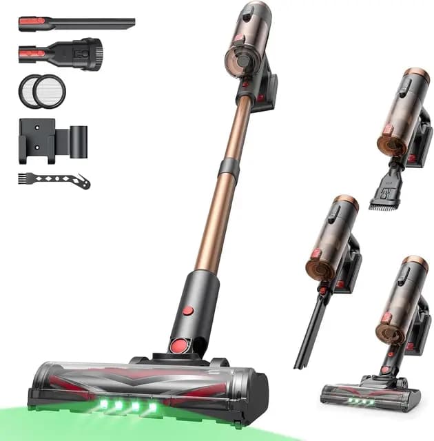 Proscenic P11 Ultra+ Aspiradora sin Cable 50KPa/500W/50Min, Ligera y Autónoma, Aspiradora Escoba Vertical Potente con Luz Verde, Cepillo Antienredos y Pantalla LED, Alfombras/Suelos/Pelo de Mascotas