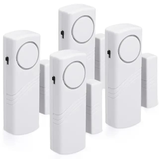 kwmobile Tapa Sensor Puerta y Ventana - 4X Alarma Puerta con Sirena Acustico Sin WiFi - Alarmas para Casa Puertas Autocaravana Trastero y Ventanas - Sistema de Seguridad para el Hogar