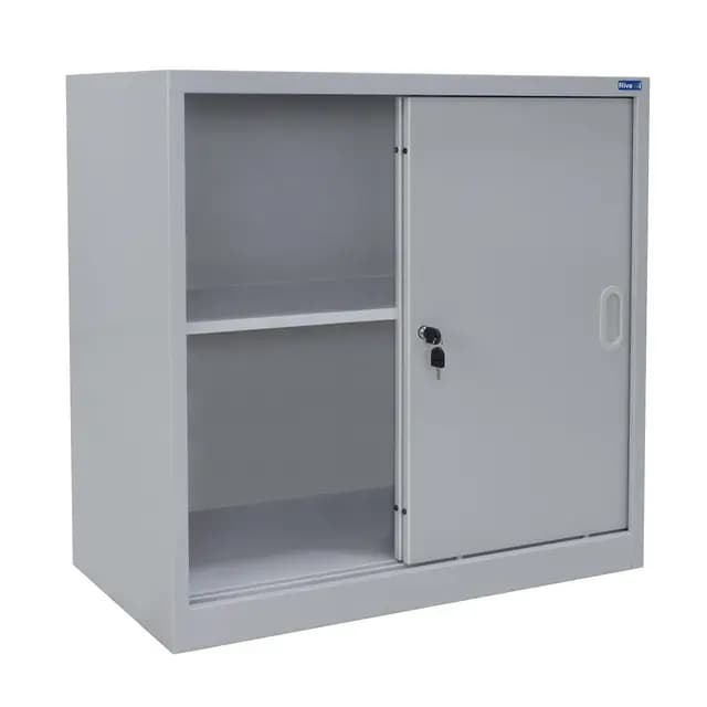 Armario de Oficina Metálico con Puertas Correderas Gris 800x800x420mm