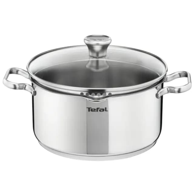 Tefal Duetto - Cacerola de 20 cm, Apto inducción, Thermo-Fusion, apto lavavajillas y horno, marcas de medición, acero inoxidable