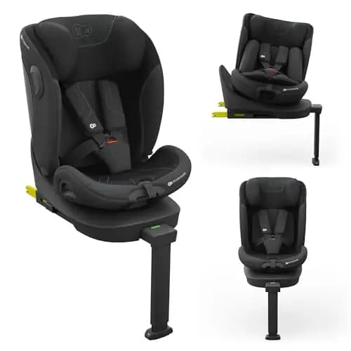 Kinderkraft I-360 2 PRO Silla de coche, I-SIZE 40-150 cm, Isofix, Silla coche bebé, para niños, Ajustable, Sillade, RWF, FWF, Asiento de coche, 360º, Grupo 0+/1/2/3, 0-36 kg, Negro