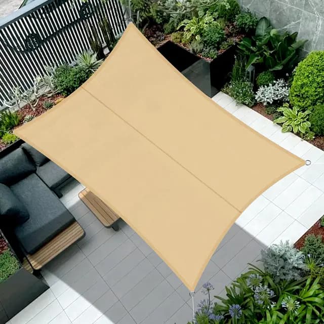 Cool Area Toldo Vela de Sombra Impermeable Rectangular 4x5m Protección UV PES Toldos para Patio Exterior Jardín Terraza-Arena