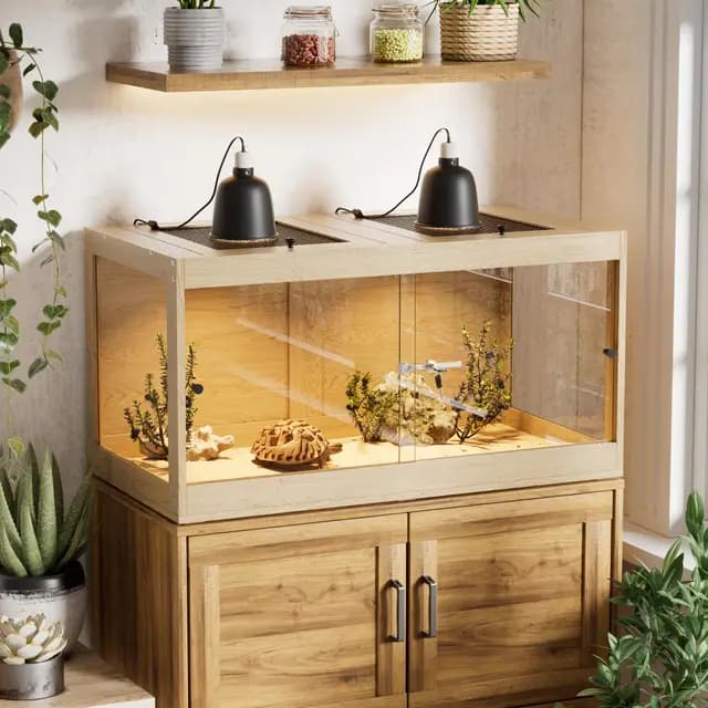 Terrarium 266 L para Reptiles y Anfibios – Terrario con Vista Panorámica 360° de Vidrio Templado, Ventilación y Cierre de Seguridad – Gran Vivarium para Dragón Barbudo, Serpientes, Crías de Reptil