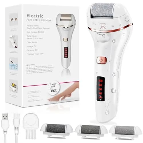 Lima Eléctrica Pies Durezas, Aottom Pedicura Electrico las Quita Durezas Eliminar Callos Herramientas de Poderoso Recargables Profesional con 3 Diamond Rodillos IPX7 Impermeable