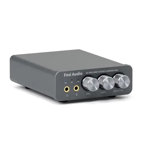 Fosi Audio K5 Pro Amplificador de Auriculares, Gaming DAC Mini Hi-Fi Estéreo Conversor de Audio Digital a Analógico USB Tipo C/Óptico/Coaxial, Compatible con PS5/PC/MAC/Ordenador