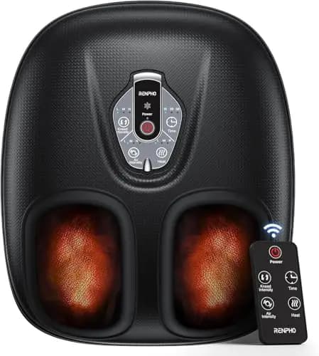 RENPHO Masajeador de pies con calor para fascitis plantar, Portátil Amasado Shiatsu, Compresión, Massager eléctrico de los pies de 3 intensidades
