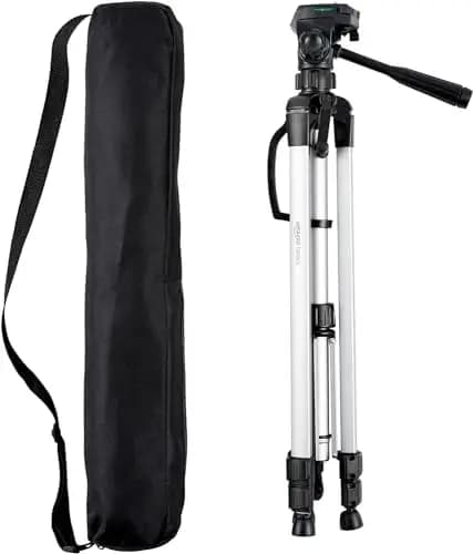 Amazon Basics Trípode para Cámara de 152cm/60in, Ligero, con Bolsa, Altura Ajustable, para Cámaras Réflex Digitales, Negro