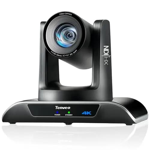 Tenveo Cámara PTZ NDI 4K IA Auto-Tracking, Zoom óptico 20x, USB3.0/HDMI/LAN PoE para transmisión en Vivo IP en Iglesias, videollamadas, Eventos, Youtube, OBS y vMix