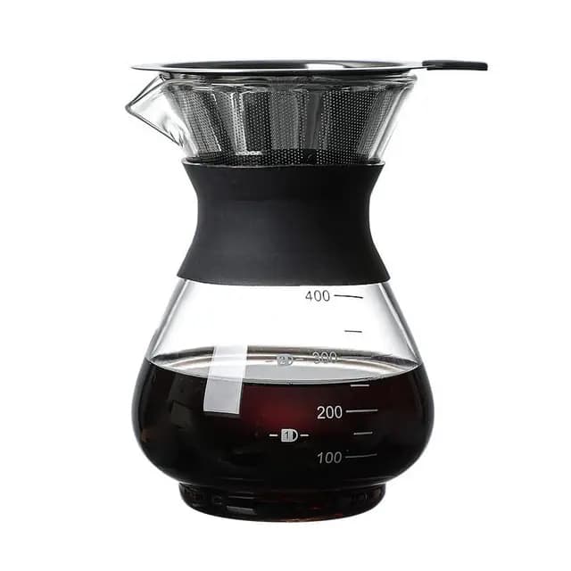 PIQIUQIU Cafetera de taza invertida 400 ml, cafetera de vidrio goteo manual cafetera goteo manual cafetera goteo manual filtro de acero inoxidable