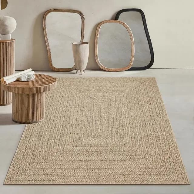 Mias Teppiche Kinsley - Alfombra de Yute Natural para Interior y Exterior, Resistente a la Intemperie, Ideal para Patio y jardín