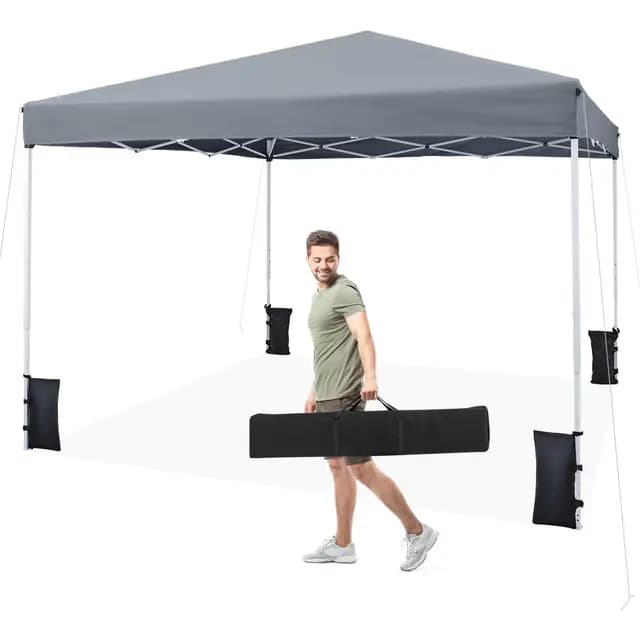 COSTWAY Carpa Plegable 3 x 3 m, Pop up, cenador para Jardin Impermeable, Bolsa de Transporte, Protección Solar, Acero, Pabellón Gazebo pergolas Portátil Camping Fiesta Playa Patio Terraza (Gris)