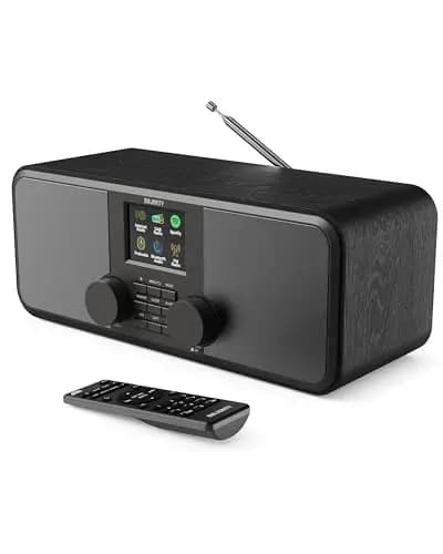 Radio Internet WiFi con Bluetooth | Radio Dab+ y FM | 2.0 Altavoces Estéreo | Spotify Connect y Podcasts | Mando a Distancia Incluido o Control con la Aplicación OKTIV | MAJORITY Rostock