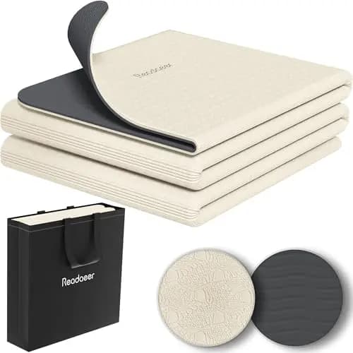 Tapete de yoga plegable para viajes, de 6 mm de grosor con bolsa de transporte, tapete antideslizante de TPE para ejercicios de pilates de 182.9 cm de largo x 61.0 cm