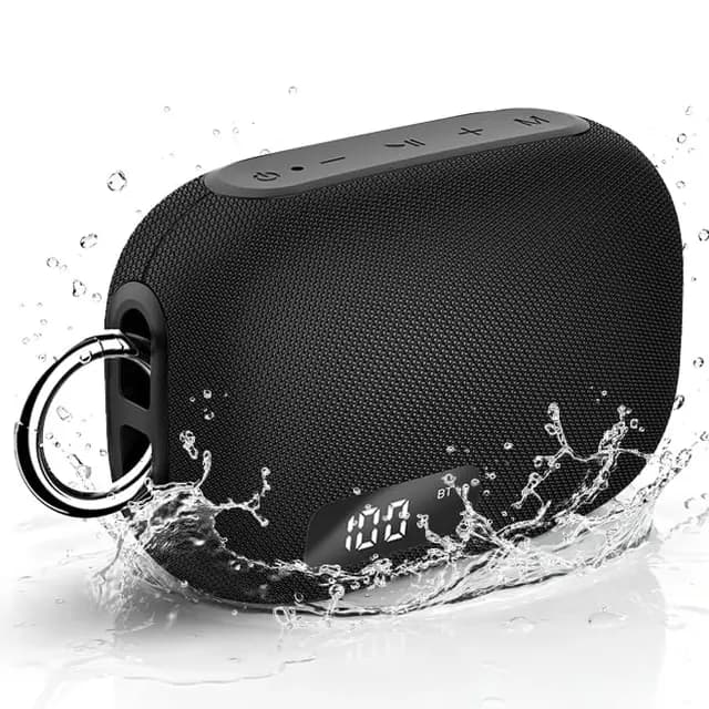 Altavoz Bluetooth 5.4 Potente 15W, Pantalla Digital Inteligente, Altavoces Bluetooth Potentes Bass Boost, TWS y Tarjeta TF, USB, 20H Autonomía, IPX7 Impermeable para Camping,Viajes, Aire Libre, Negro