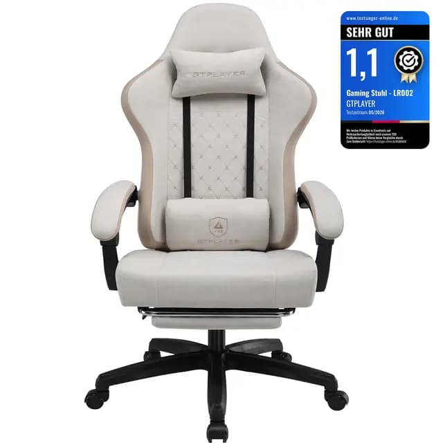GTPLAYER Silla de Gaming, Silla de Oficina con Cojín con Muelles Ensacados, Reposapiés y Reposapiés articulados, Silla de Ordenador Ergonómica con Respaldo Alto con Soporte Lumbar IW