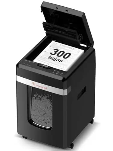 Bonsaii Trituradora de Documentos, Corte Micro P-4, con alimentación automática de 300 Hojas, 60 Minutos de Funcionamiento Continuo, contenedor de residuos de 31 litros, C291-A