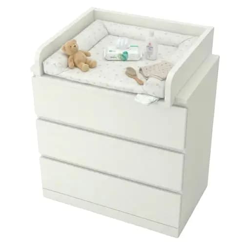 Cambiador Laterales Redondeados, 53,2 x 70cm, Blanco | Ajustable extensible 34–50 cm, Cambiador bebé, Bordes elevados