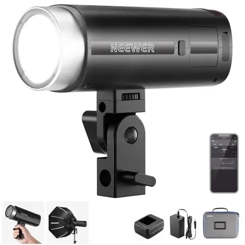NEEWER Q200 120Ws 2.4G TTL Flash Strobe Exterior Estudio Strobe App Control, Compatible con Godox, HSS 1/8000s,Monoluz Fotografía Batería 3000mAh 10W Modeling Lamp/420 Destellos/Reciclaje 0.01~1.5s