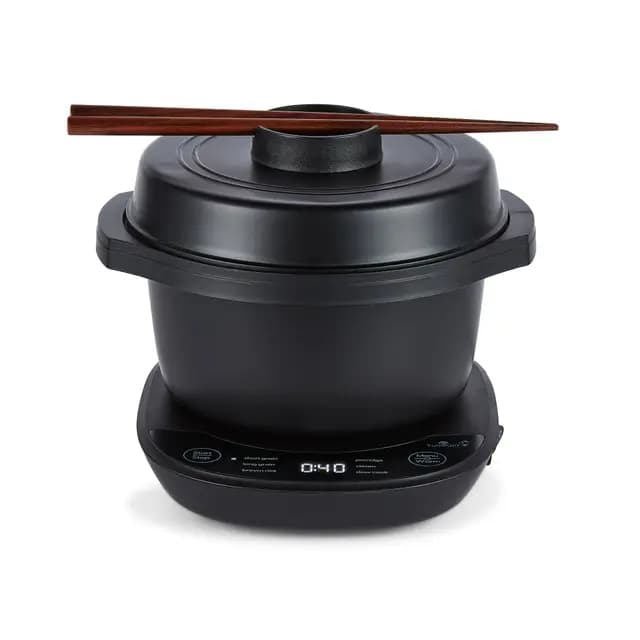 Yum Asia Kotori Mini olla de arroz Donburi con lógica difusa avanzada, cuenco de cerámica ninja (1 taza, 0,18l), 3 funciones de arroz, 3 funciones multicocina, pantalla LED, 220–240V (Negro antracita)